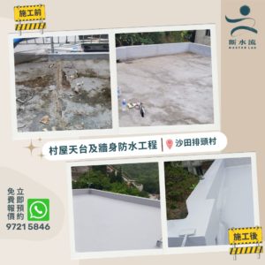 【斷水流真實案例分享】沙田排頭村 村屋天台及牆身防水工程